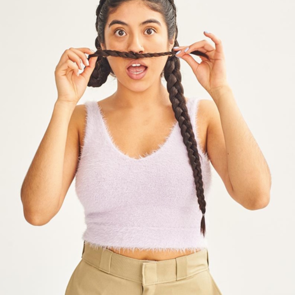 White Fluffy Tank Top